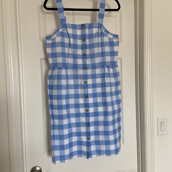 blue gingham pinafore dress Vee's Victorians Doll Clothes